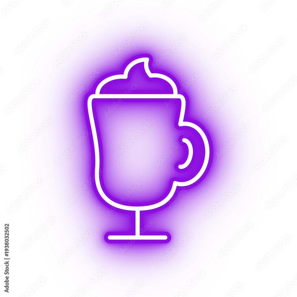 Obraz premium Neon Purple Coffee Cup Icon.