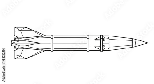 Missile Side View Technical Drawing.