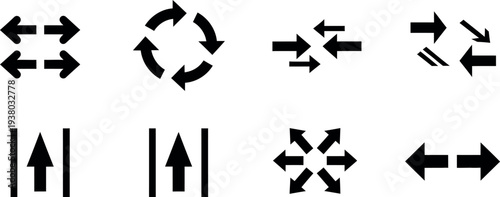 Collection of various arrow icons for directional guidance and navigation
