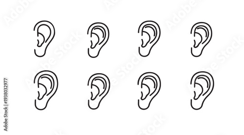 Multiple Human Ears Icons Pattern Listening Hearing Auditory Sense Concept Minimalist Vector