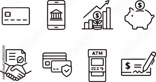 Futuristic line icons representing virtual reality, augmented reality, metaverse, and immersive digital experiences.