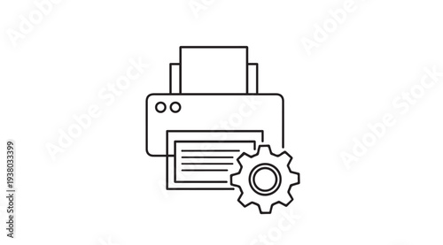 Printer Icon with Gear Symbol for Printing Settings and Service Concept