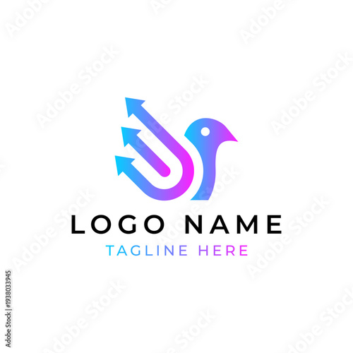  Bird Arrow Logo design vector