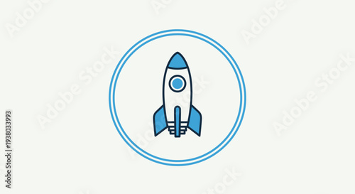 Blue Rocket Ship Icon Illustration Design.