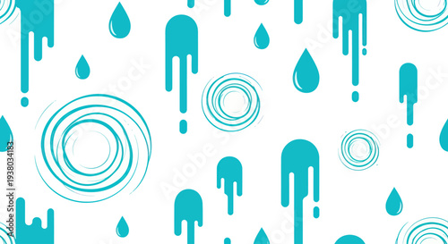 Blue Paint Drops and Splashes Pattern.