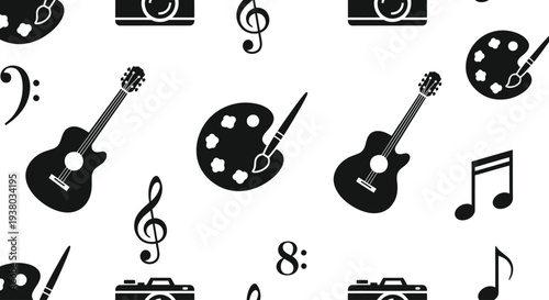 Music Instruments and Symbols Pattern.