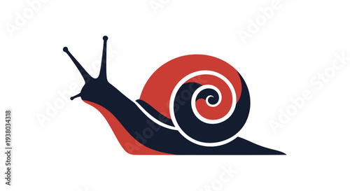 Snail Illustration with Red Shell Design.