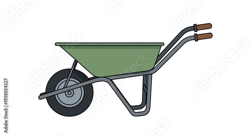 Green Wheelbarrow with Metal Frame.