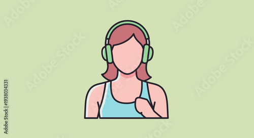 Woman Wearing Headphones Listening to Music.