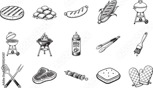 An assortment of mouthwatering grilling and barbecue elements