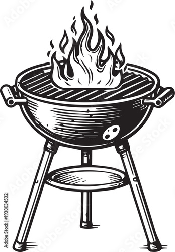 The charcoal grill illustration capturing the essence of outdoor cooking with fiery flames.