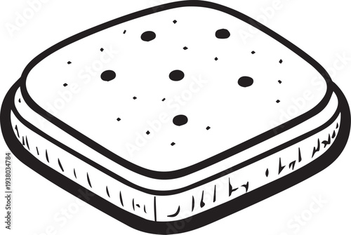 Crisp and clean, an isolated drawing shows the simple elegance of a single square cracker, a culinary staple, perfect for culinary arts, recipes, or a touch of simple visual appeal.