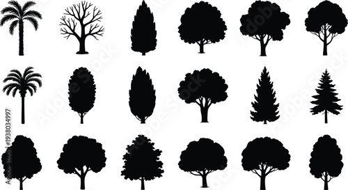 Black silhouette of Santa Claus in a flying sleigh pulled by a reindeer with gift boxes on white background