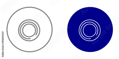 Digital Data Storage Disc Icon Representing Multimedia Content Software Installation and Creative Information Technology Optical Drive Symbol in Minimal Navy Blue and Outline Style