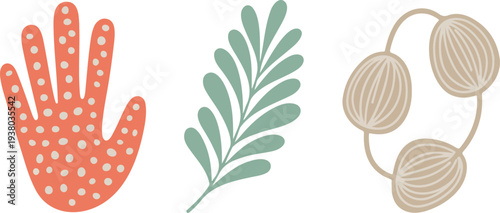 Colorful Marine Vector Collection with Hand-Drawn Coral, Seaweed, and Abstract Botanical Ocean Elements in Flat Illustration Style