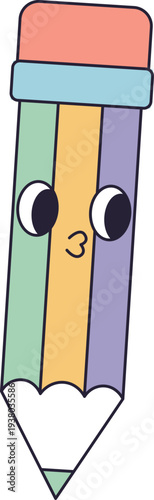Pencil Character Wink Retro
