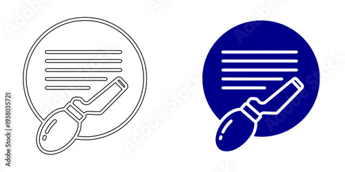 Digital Content Editing Icon Representing Creative Copywriting Text Optimization and Professional Online Publication Tool Symbol in Minimal Navy Blue and Outline Style