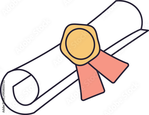 Diploma With Seal Retro Groovy