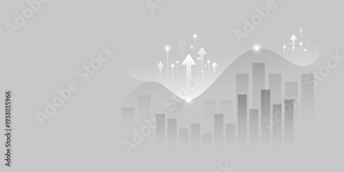 abstract digital financial growth concept background rising arrows volume database wavy indicator