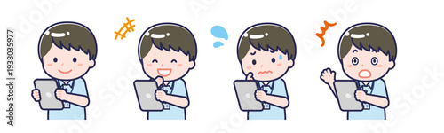 タブレットを使う「介護士」の男性