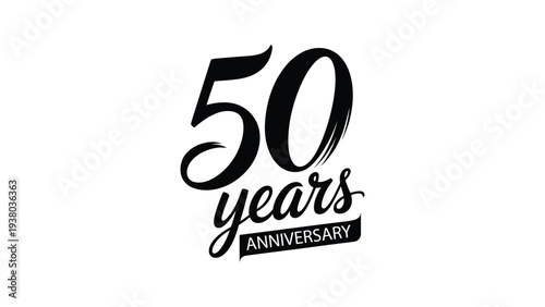 Fifty years anniversary typography design with elegant number 50 and stylish script lettering for celebration milestone event greeting banner