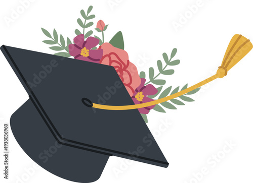 Graduation Cap With Floral Tassel