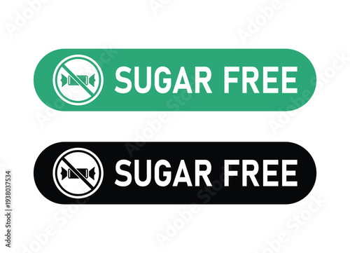 Sugar Free Label Set Green Black Flat Vector Icon
