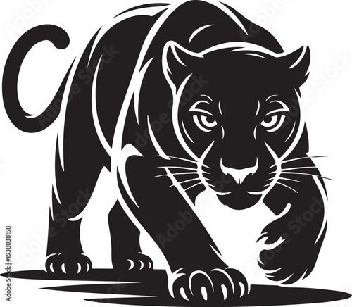 Crouching Black Panther Ink, Full Length Silhouette