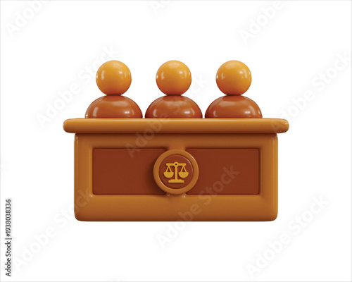 judges with jury table icon 3d render concept of court judge table with judges icon vector illustration