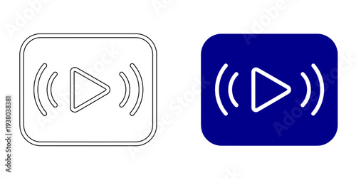 Live Stream Video Play Icon Representing Digital Media Broadcasting Online Content Sharing and Creative Multimedia Entertainment Symbol in Minimal Navy Blue and Outline Style
