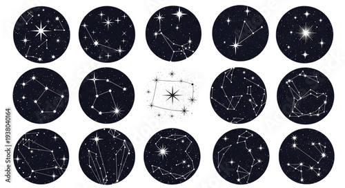 Collection of Celestial Constellations on a Dark Background.