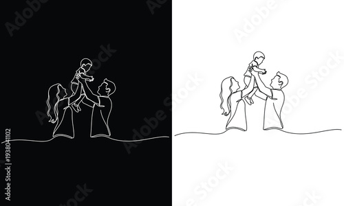 Couple Conflict Line Art