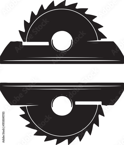 Black circular saw blades with sharp teeth