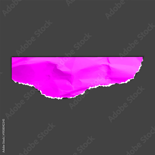A realistic bright pink piece of crumpled paper with a torn bottom edge.