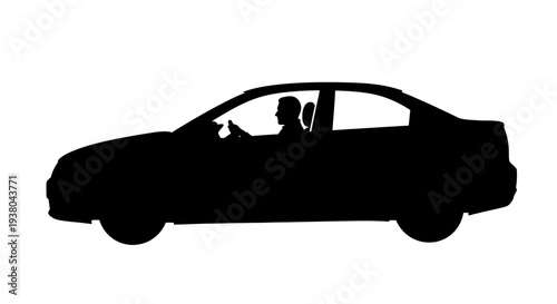 Silhouette of a car with driver.