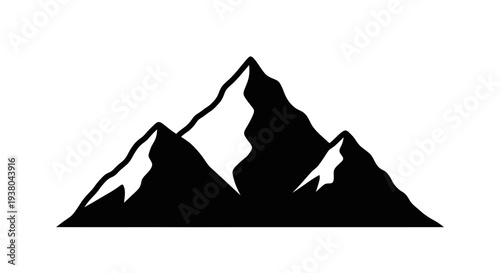Black silhouette of mountain peaks.