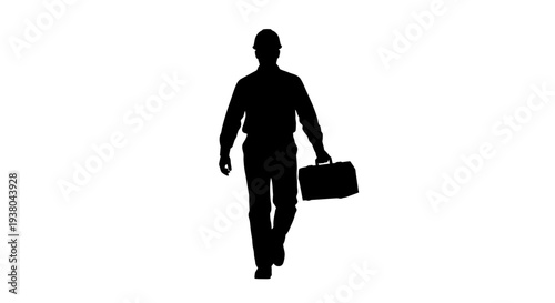 Foto Silhouette of man with briefcase walking.