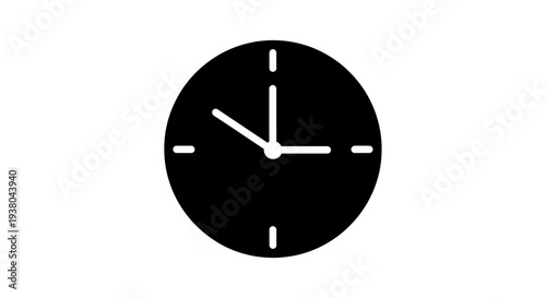 Black clock with white hands.