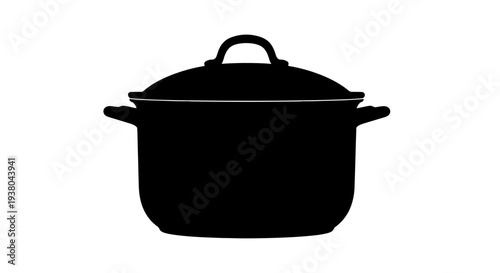 Black Dutch oven with lid.
