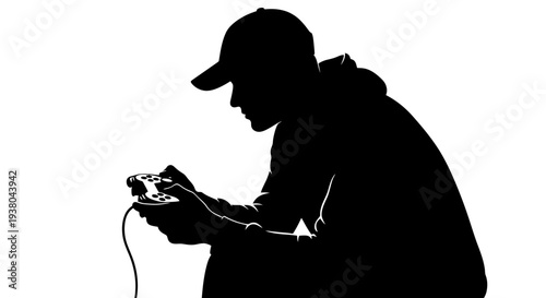 Man in silhouette using smartphone.