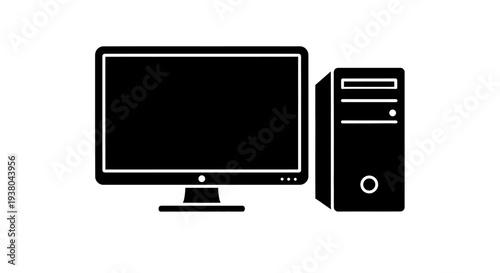Computer desktop with monitor and tower.