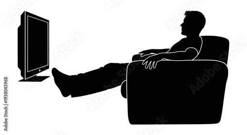 Man sitting on sofa watching television.