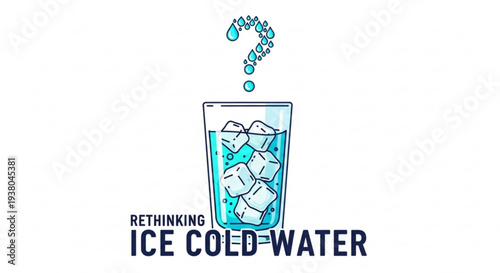 Rethinking ice cold water concept with glass and ice cubes