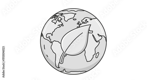 Earth with leaf on globe symbol.