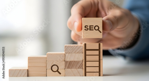 Wallpaper Mural SEO Ranking Growth Concept With Wooden Blocks Torontodigital.ca