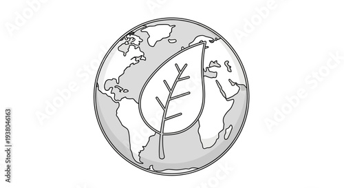Earth Globe with Leaf Design.