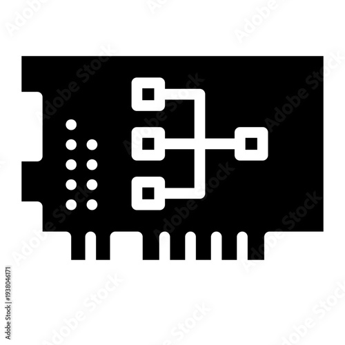 Network  card icon glyph style vector illustration.