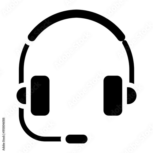 Headset icon glyph style vector illustration.