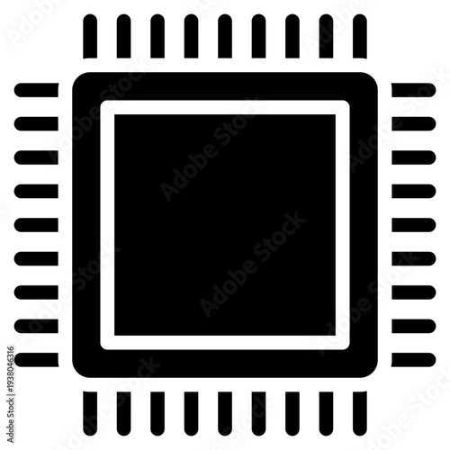 Processor icon glyph style vector illustration.