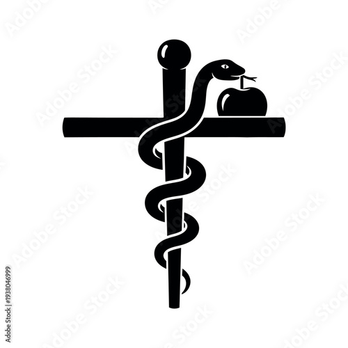 Easter sunday symbolism with cross and snake on easter egg